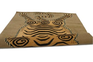Tiger Khaki Tribal Pictorial 8X10 Fine Nepali Oriental Rug