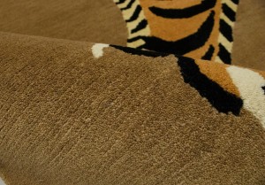 Tiger Khaki Tribal Pictorial 8X10 Fine Nepali Oriental Rug