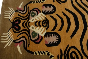 Tiger Khaki Tribal Pictorial 8X10 Fine Nepali Oriental Rug