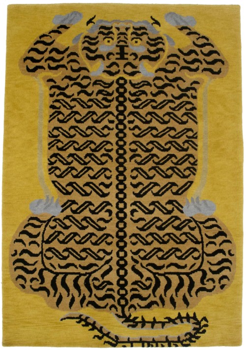 Tiger Gold Tribal 4X6 Fine Nepali Oriental Rug