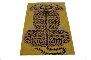 Tiger Gold Tribal 4X6 Fine Nepali Oriental Rug