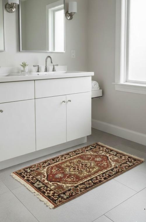 Rusty Red Tribal 2X3 Heriz Serapi Oriental Rug