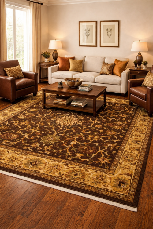 8'1 X 11'0 Dark Brown Hand-Tufted Floral Modern Wool Rug