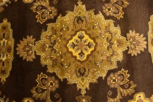 Dark Brown Floral Modern 8X11 Oriental Hand-Tufted Rug