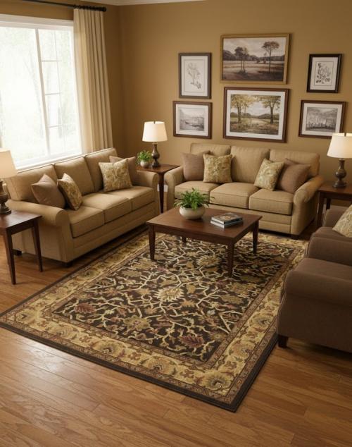 8'0 X 11'0 Modern Hand-Tufted Dark Brown Floral Wool Rug