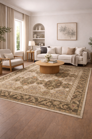 8'0 X 11'0 Cream Hand-Tufted Floral Modern Wool Rug