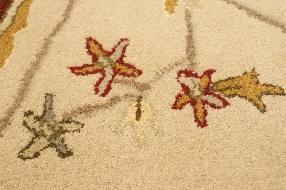 Cream Floral Modern 8X11 Oriental Hand-Tufted Rug