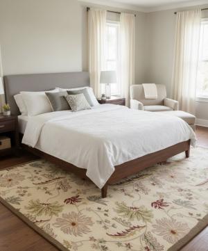 7'11  X 10'9  Hand-Tufted Cream & Brown Modern Wool Rug