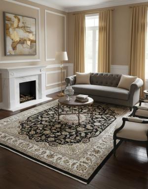 8'11 X 12'1 Hand Knotted Indo-Nain Floral Oriental Wool Rug