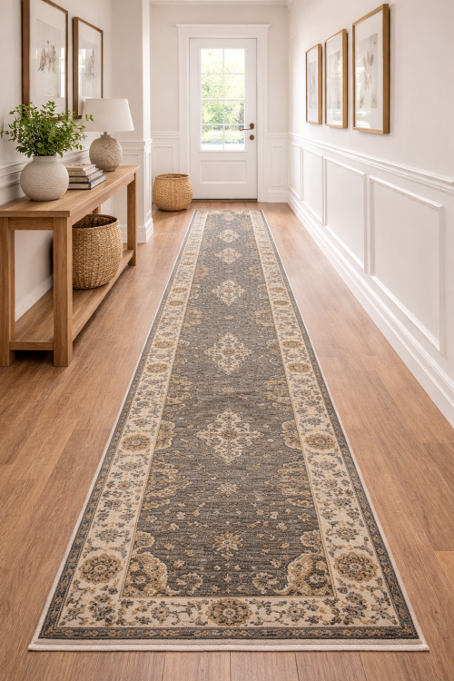 Brownish Floral 3X20 Oushak Chobi Oriental Runner Rug