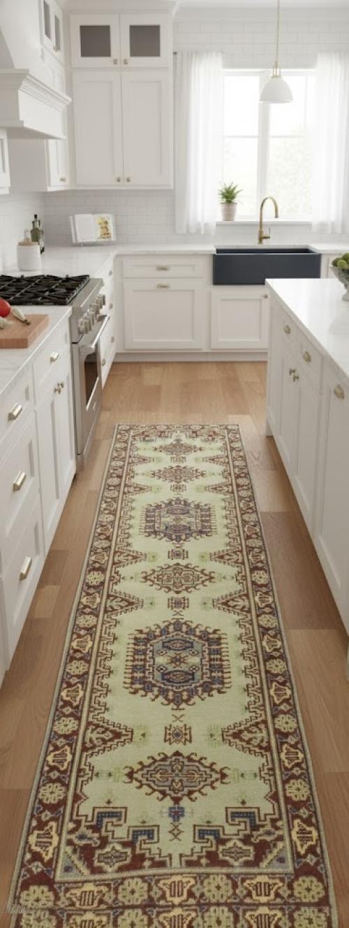 2'8 X 7'11 Cream Indo-Viss Hand knotted Wool Runner Rug