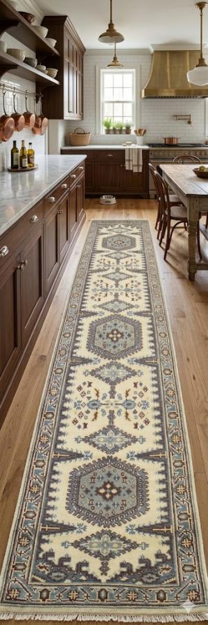 2'7 X 7'11 Hand Knotted Cream Indo-Viss Wool Runner Rug