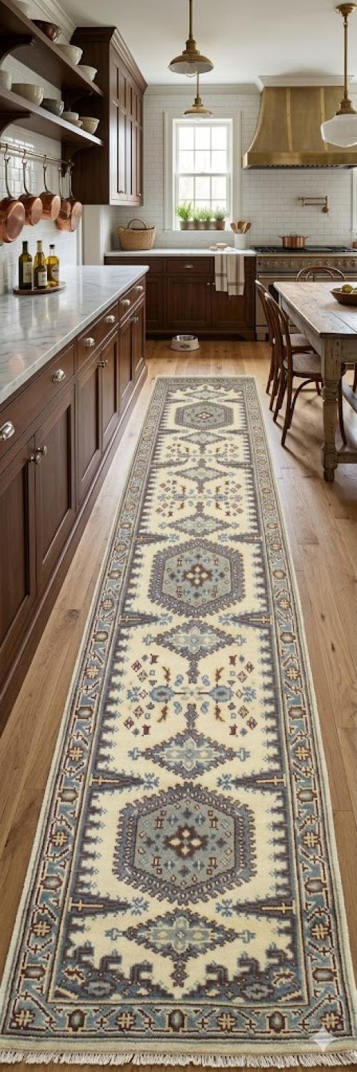 2'7 X 7'11 Hand Knotted Cream Indo-Viss Wool Runner Rug