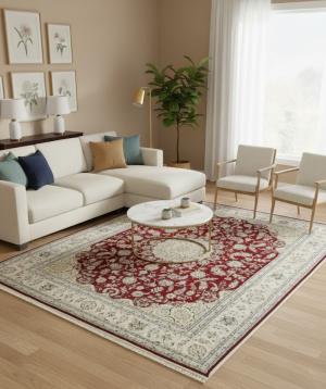 Red Floral 8X10 Indo-Nain Oriental Rug