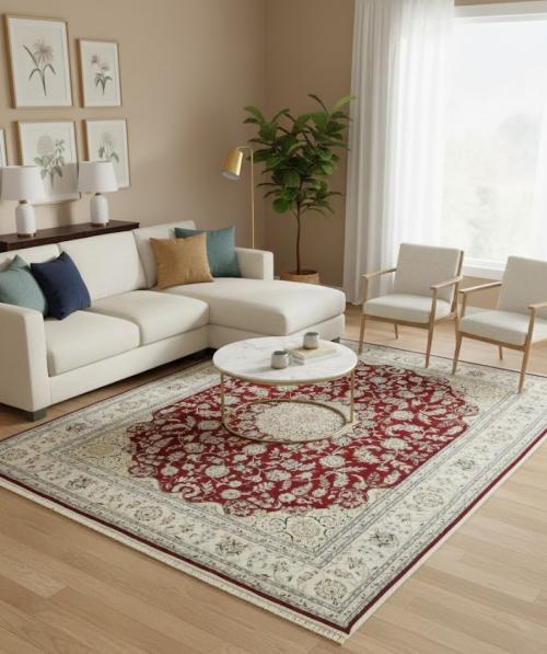 Red Floral 8X10 Indo-Nain Oriental Rug