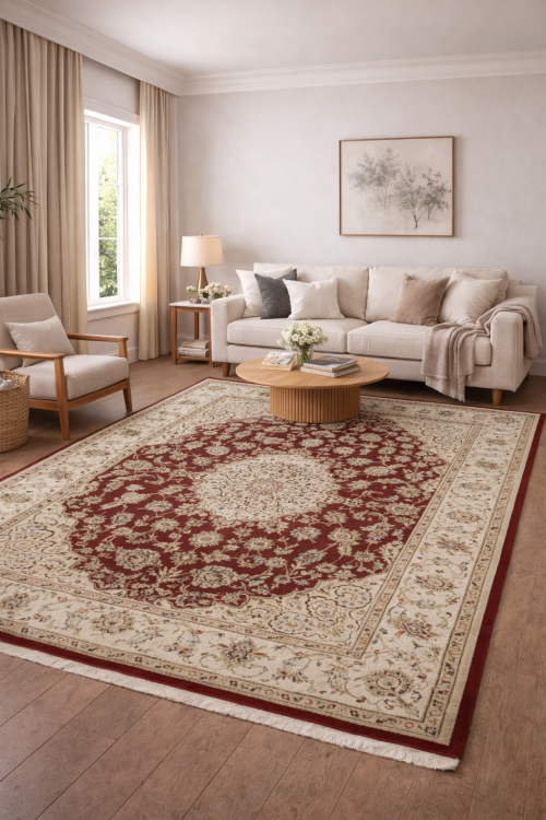 Red Floral 6X9 Indo-Nain Oriental Rug