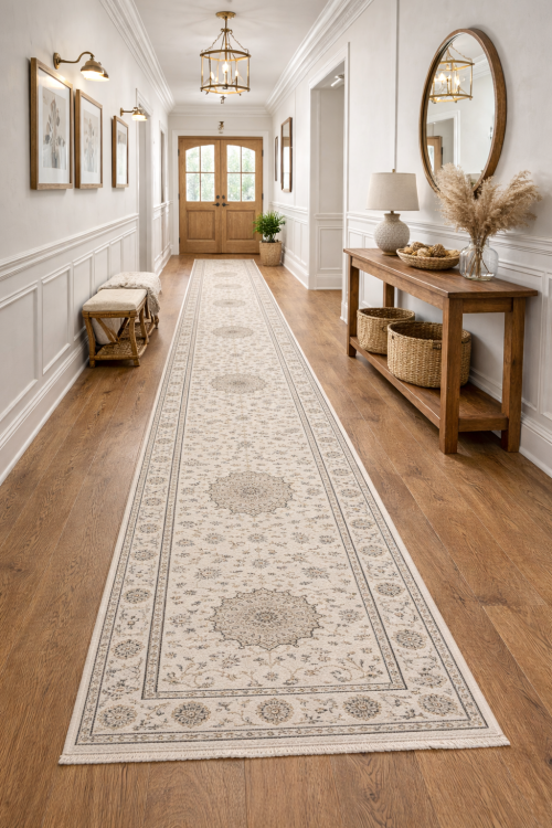 2'8 X 18'3 Indo-Nain Floral Hand Knotted Wool Runner Rug