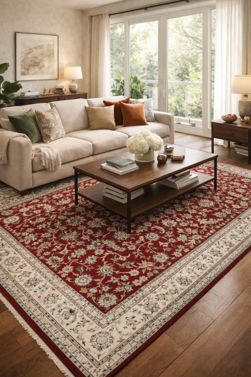 Red Floral 8X10 Indo-Nain Oriental Rug