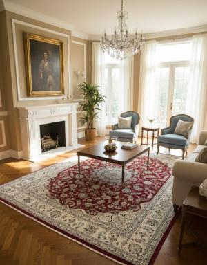 Red Floral 9X12 Indo-Nain Oriental Rug