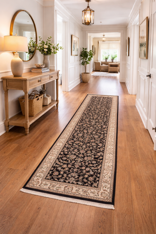 2'7 X 12'0 Dark Navy Hand Knotted Indo-Nain Wool Runner Rug