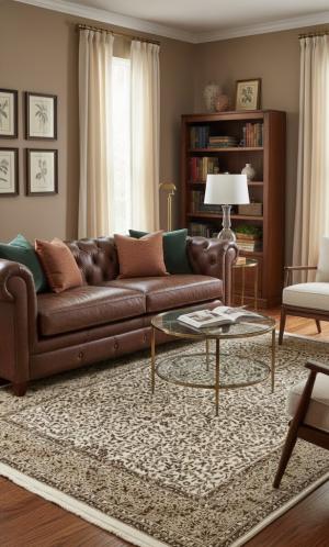 Cream Floral Kirman 6'5X9'2 Oriental  Rug