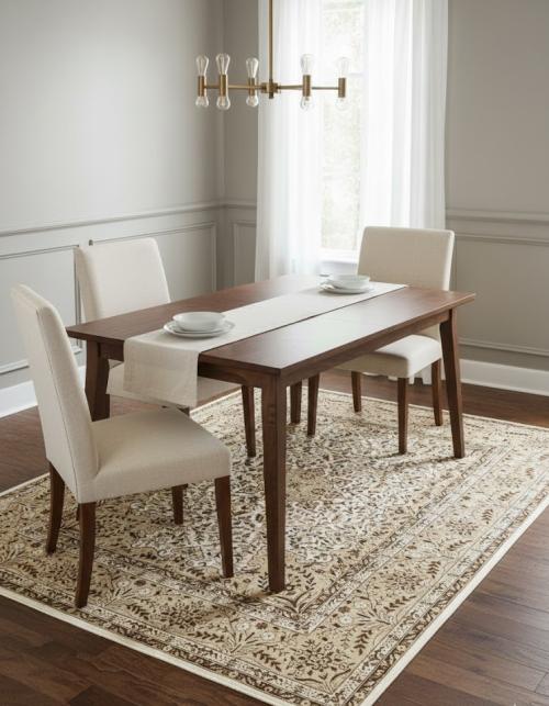 5'8 X 7'11 Cream Hand Knotted Floral Kirman Oriental Wool Rug