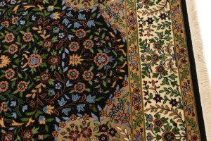 Black Floral Kirman 6X9 Oriental Rug