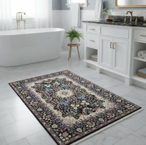 Black Floral 4X6 Kirman Oriental Rug