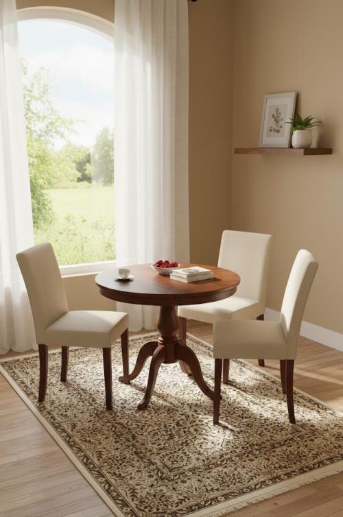 3'11 X 6'0 Cream Floral Hand Knotted Kirman Wool Rug