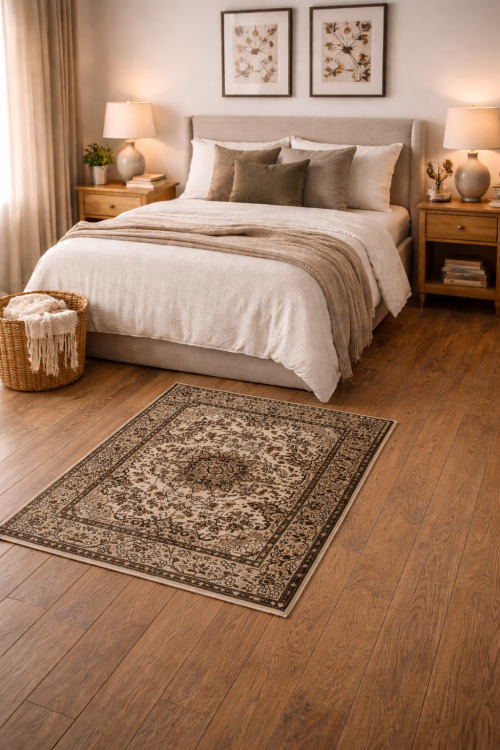 2'8 X 3'11 Hand Knotted Kirman Cream Floral Wool Oriental Rug