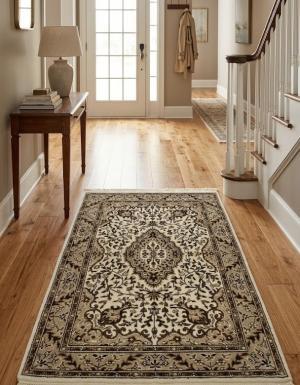 2'6 X 4'0 Floral Cream Hand Knotted Kirman Wool Rug