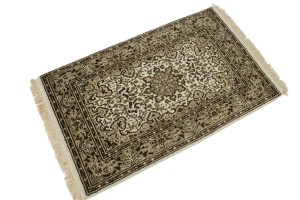 Cream Floral Kirman 2X3 Oriental Rug