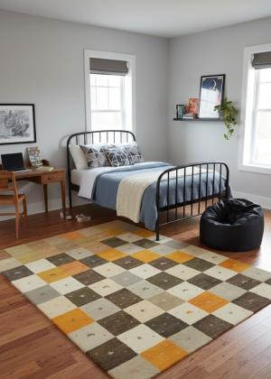 Multicolored Tribal Checker 7X10 Indo-Gabbeh  Oriental Rug