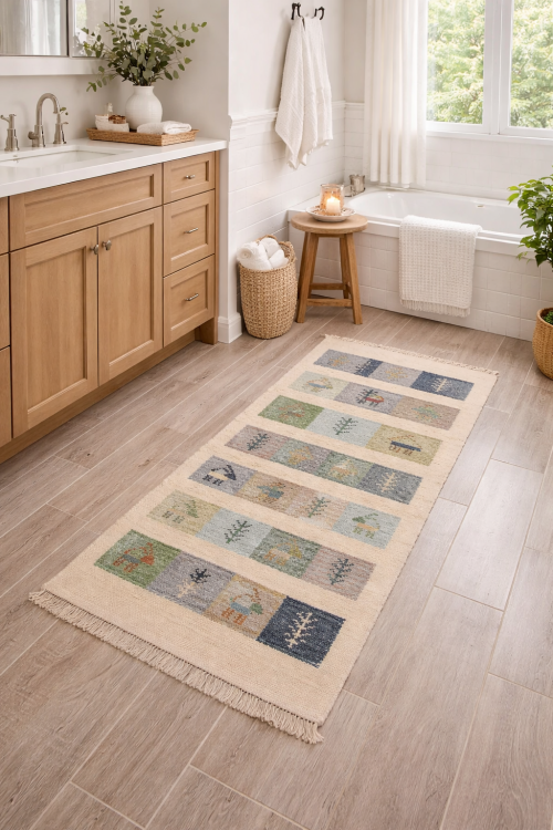 Cream Pictorial Tribal 2X5 Indo-Gabbeh Oriental Rug