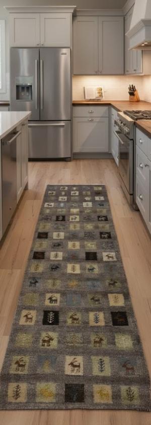 Brown Tribal Geometric 3X8 Indo-Gabbeh Oriental Runner Rug