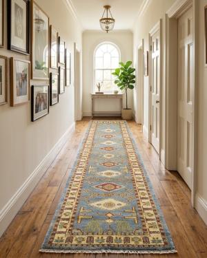 2'9 X 9'9 Hand Knotted Kazak Geometric Wool Runner Rug