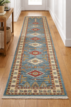 2'8 X 9'5 Hand Knotted Geometric Kazak Wool Runner Rug