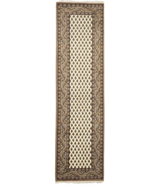 Cream Floral 2'5X9 Indo Botemir Oriental Runner Rug