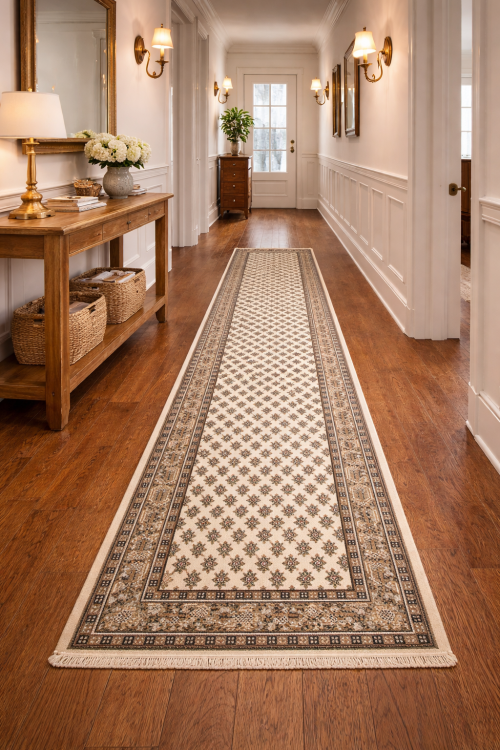 2'5 X 9'0 Indo Botemir Cream Hand Knotted Wool Runner Rug