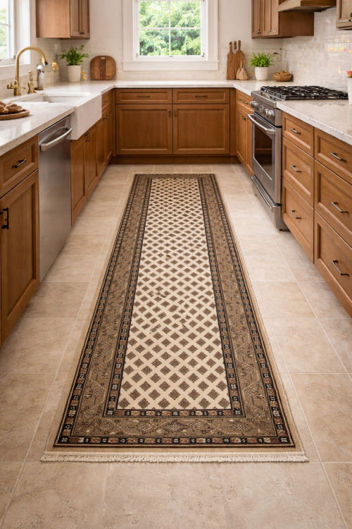 2'4 X 8'11 Cream Hand Knotted Indo Botemir Wool Runner Rug