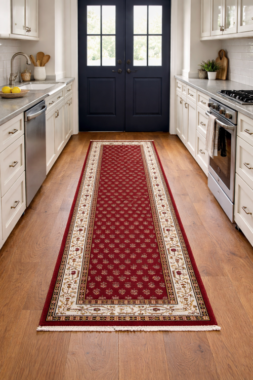 Red Floral 2'6X9 Indo Botemir Oriental Runner Rug