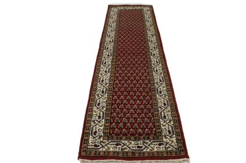 Red Floral 2'6X9 Indo Botemir Oriental Runner Rug