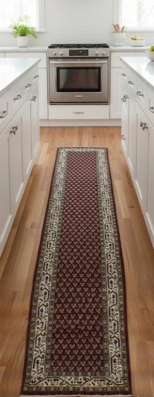 Red Floral 2'5X10 Indo Botemir Oriental Runner Rug