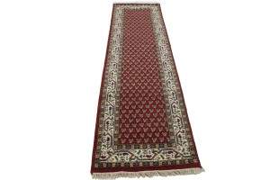 Red Floral 2'5X10 Indo Botemir Oriental Runner Rug