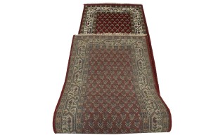 Red Floral 2'5X10 Indo Botemir Oriental Runner Rug