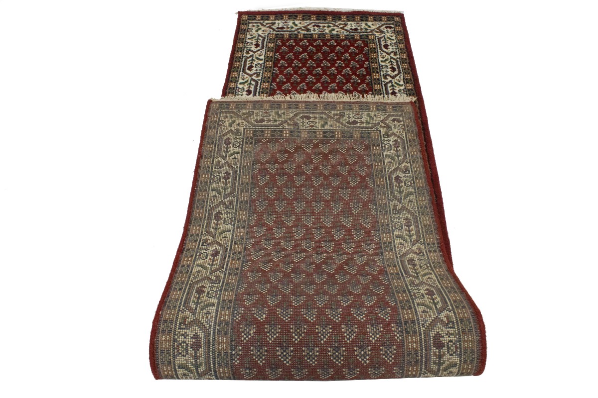 Red Floral 2'5X10 Indo Botemir Oriental Runner Rug