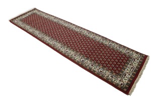 Red Floral 2'5X10 Indo Botemir Oriental Runner Rug