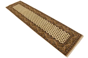 Cream Floral 2'4X9 Indo Botemir Oriental Runner Rug