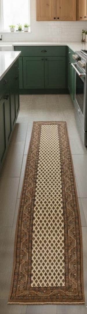 2'4 X 8'10 Hand Knotted Indo Botemir Floral Wool Runner Rug