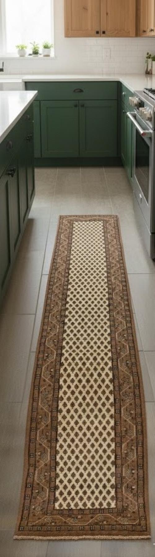 2'4 X 8'10 Hand Knotted Indo Botemir Floral Wool Runner Rug